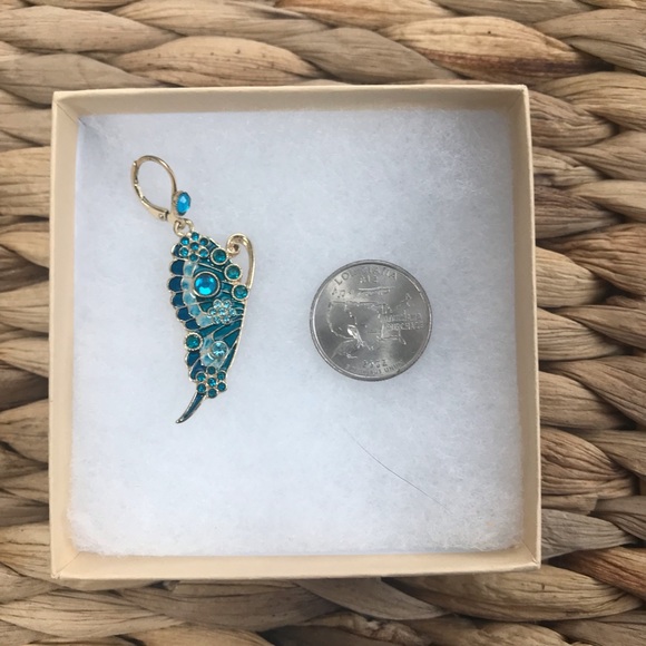 Turquoise and Gold Butterfly Earrings - Picture 3 of 4